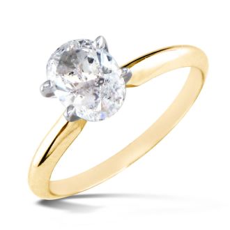 1 Carat Oval Shape Diamond Solitaire Ring In 14K Yellow Gold
