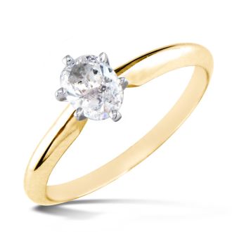 Cheap Engagement Rings, 1/2 Carat Oval Shape Diamond Solitaire Ring In 14K Yellow Gold