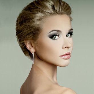 1 Carat Diamond Hoop Earrings in Sterling Silver, 1 1/2 Inches

