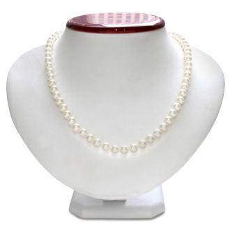 18 Inch Lustrous Hand-Knotted 8mm to 9mm Pearl Necklace. Wonderful Sterling Silver Overlay Clasp! Fantastic Value For A Lovely Necklace