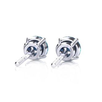 2 Carat Blue Diamond Stud Earrings In 14 Karat White Gold