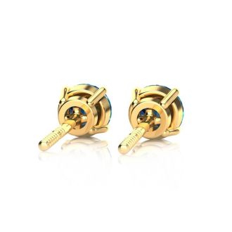 2 Carat Blue Diamond Stud Earrings In 14 Karat Yellow Gold