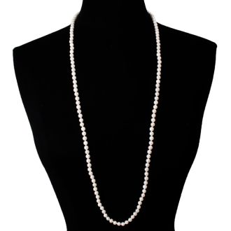 36 inch 6mm AA Pearl Necklace With 14K Yellow Gold Clasp