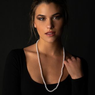 30 inch 7mm AA Pearl Necklace With 14K Yellow Gold Clasp