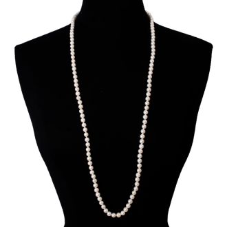 36 inch 7mm AA Pearl Necklace With 14K Yellow Gold Clasp