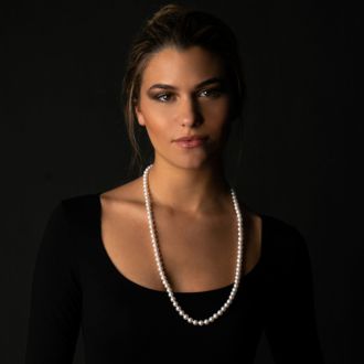 24 inch 8mm AA Pearl Necklace With 14K Yellow Gold Clasp