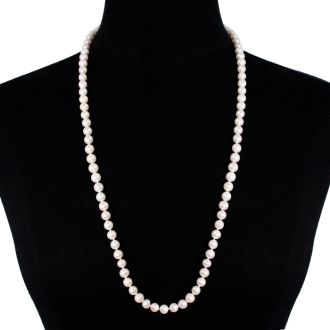 30 inch 8mm AA Pearl Necklace With 14K Yellow Gold Clasp