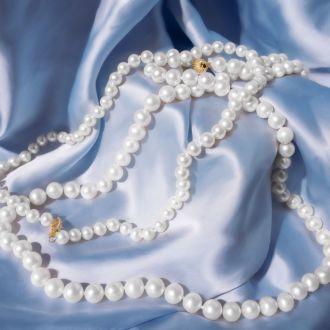 30 inch 8mm AA Pearl Necklace With 14K Yellow Gold Clasp