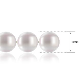 36 inch 8mm AA Pearl Necklace With 14K Yellow Gold Clasp