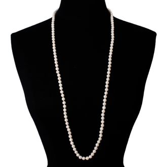 36 inch 8mm AA Pearl Necklace With 14K Yellow Gold Clasp