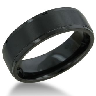 8mm Black Matte Finish Titanium Wedding Band
