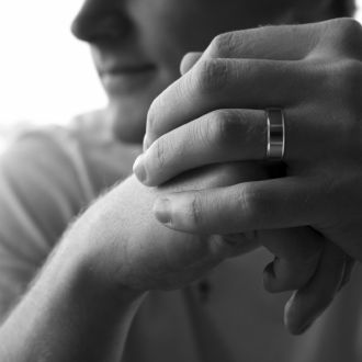 8MM Flat Top Two Tone Black Titanium Ring Wedding Band