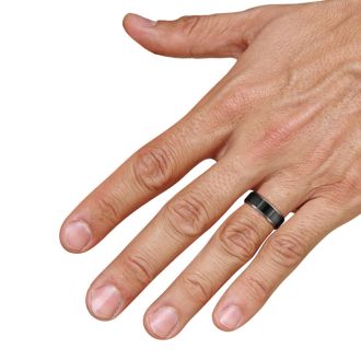 8MM Flat Top Two Tone Black Titanium Ring Wedding Band
