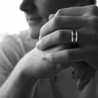 8MM Men's Titanium Carbide Ring Wedding Band W/ Carbon Fiber Inlay