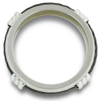 7mm Mens Titanium Wedding Band Ring with Carbon Fiber Rope, Sizes 8 to 12.5