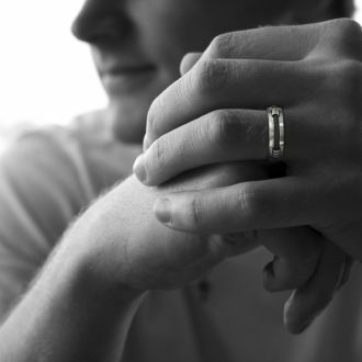 7mm Mens Titanium Wedding Band Ring with Carbon Fiber Rope, Sizes 8 to 12.5