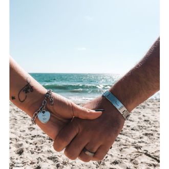 Ladies Dangling Single Heart Charm Bracelet in Stainless Steel