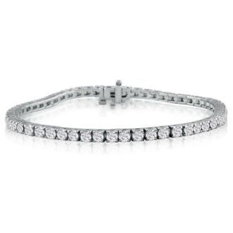 5 Carat Diamond Tennis Bracelet In 14 Karat White Gold, 7 Inches. Fantastic Classic Beautiful Diamond Bracelet!