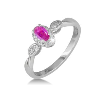 1/2ct Created Pink Sapphire and Diamond Ring in Sterling Silver