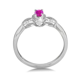 1/2ct Created Pink Sapphire and Diamond Ring in Sterling Silver
