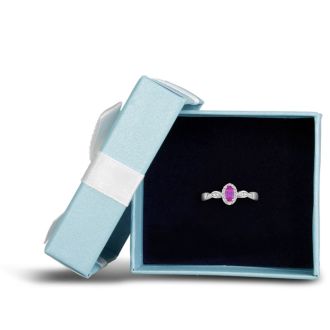 1/2ct Created Pink Sapphire and Diamond Ring in Sterling Silver