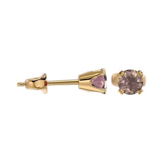 1/4 Carat Chocolate Bar Brown Champagne Diamond Stud Earrings in 14 Karat Yellow Gold FIlled