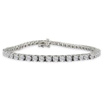 6 Carat Fine Diamond Tennis Bracelet In 14 Karat White Gold