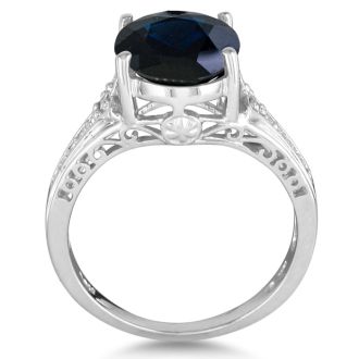 4ct Sapphire and Diamond Ring in 10k White Gold