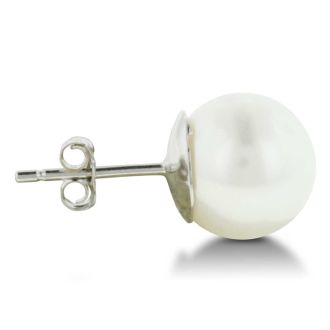 Pearl Stud Earrings With 9mm Cultured Pearls In 14 Karat White Gold