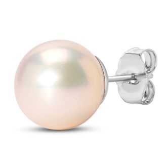 Pearl Stud Earrings With 9mm Cultured Pearls In 14 Karat White Gold
