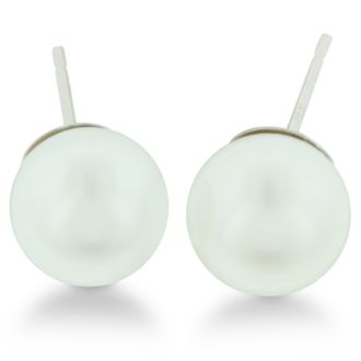 8mm Cultured Pearl Stud Earrings in 14 Karat White Gold