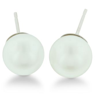 Pearl Stud Earrings With 8mm Cultured Pearls In 14 Karat White Gold