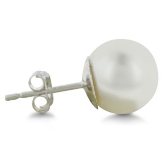 Pearl Stud Earrings With 8mm Cultured Pearls In 14 Karat White Gold