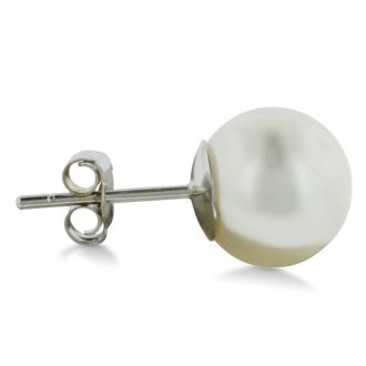 7mm Cultured Pearl Stud Earrings in 14 Karat White Gold