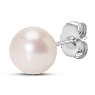 Pearl Stud Earrings With 7mm Cultured Pearls In 14 Karat White Gold