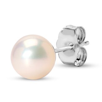 Pearl Stud Earrings With 6mm Cultured Pearls In 14 Karat White Gold