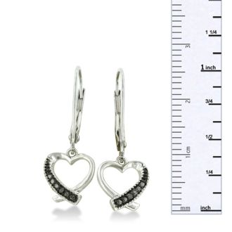Black Diamond Dangle Heart Earrings
