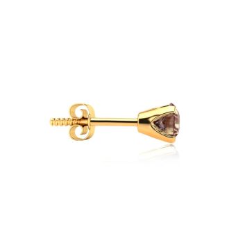 1/2 Carat Chocolate Bar Brown Champagne Diamond Stud Earrings in Yellow Gold