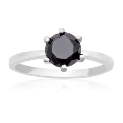 1ct Black Diamond Ring In Sterling Silver