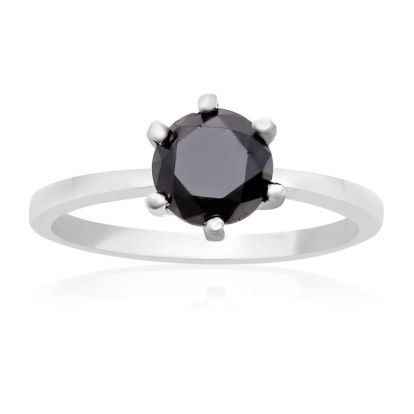 Estate Jewelry 1ct Black Diamond Ring In Sterling Silver, Size 5.0
