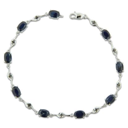 6ct Sapphire and Black Diamond Bracelet in Sterling Silver