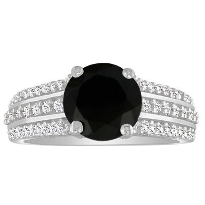 Hansa 1ct Black Diamond Engagement Ring in 14k White Gold