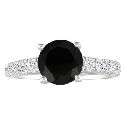 Hansa 2 Carat Black Diamond Engagement Ring in 14k White Gold