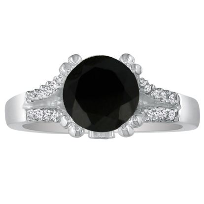 Hansa 2/3 Carat Black Diamond Engagement Ring in 14k White Gold