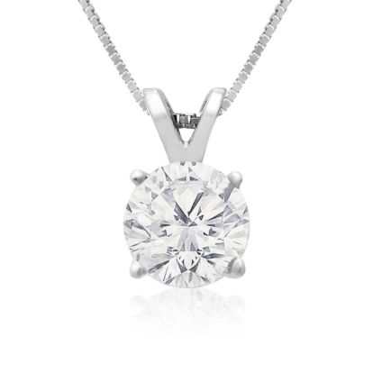 1ct Diamond Solitaire Pendant in 14k White Gold 
