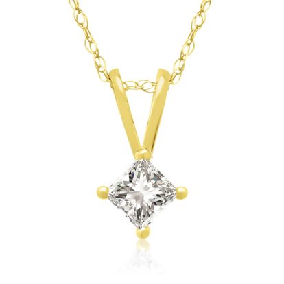 1/5ct 14k Yellow Gold Princess Diamond Pendant