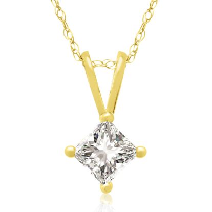 1/3ct 14k Yellow Gold Princess Diamond Pendant, Sale Priced.