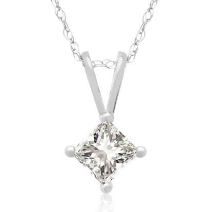 1/3ct 14k White Gold Princess Diamond Pendant