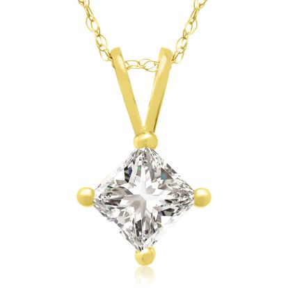 2/3ct 14k Yellow Gold Princess Diamond Pendant