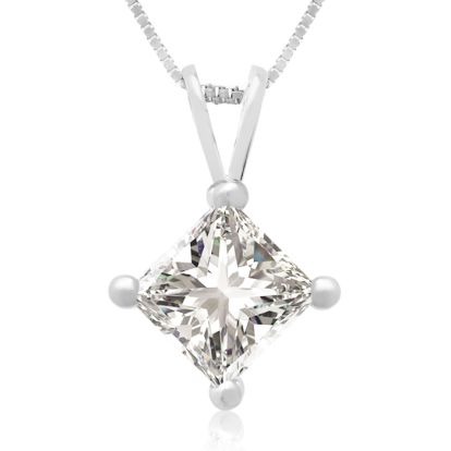.85ct 14k White Gold Princess Diamond Pendant